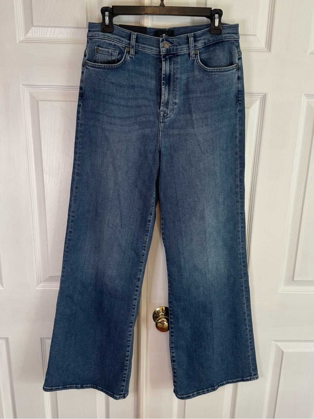 7 For All Mankind Ultra High Rise Jo Wide Leg Jeans 30 NWT Blue Denim